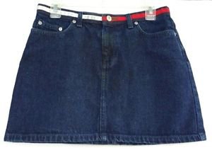 Tommy Jeans Hipster Flag Womens Juniors Dark Denim Blue Jean Mini Skirt size 9