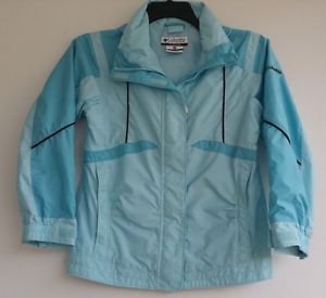 Columbia Boys Girls Blue Hooded Lightweight Nylon Jacket Size 10/12 Youth Spring