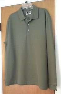 Mens Grand Slam Performance Long Sleeve Gray Polo Golf Shirt Size XL Stay Dry