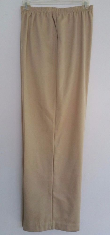 Alfred Dunner Womens Classic Khaki Beige Pants Size 18 L28 PullOn Elastic Waist