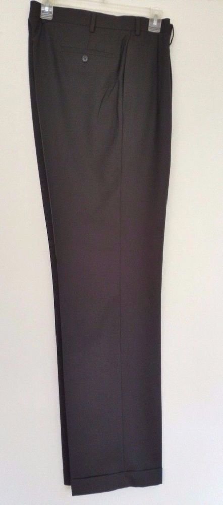 Lauren Ralph Lauren Mens Pleated Front Cuffed Black Dress Pants Size 36W 34L