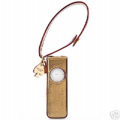 -- Kate Spade -- Gold Metallic Leather iPod Shuffle Case - New