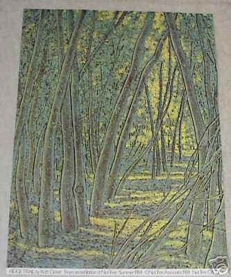 1984 RUTH DICKER NUT TREE LANDSCAPE POSTER PRINT