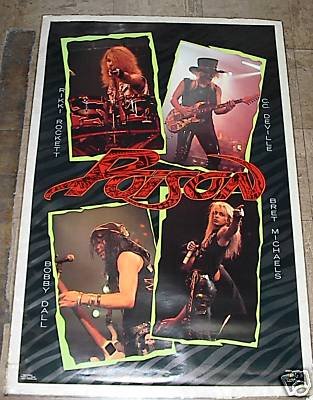 VINTAGE RARE 1988 POISON GROUP COLLAGE POSTER 22x34