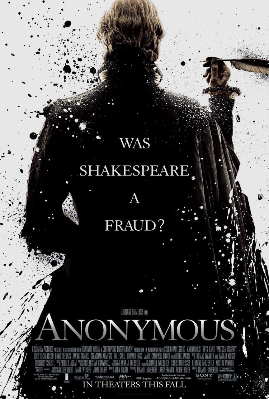 ANONYMOUS movie poster SHAKESPEARE VANESSA REDGRAVE Free shipping