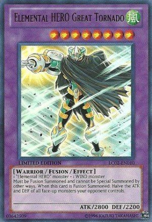 YUGIOH ELEMENTAL HERO GREAT TORNADO LIMITED EDITION LC02-EN010 near mint card
