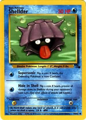 Pokemon Shellder (Fossil) Unlimited Edition #54/62 near mint card