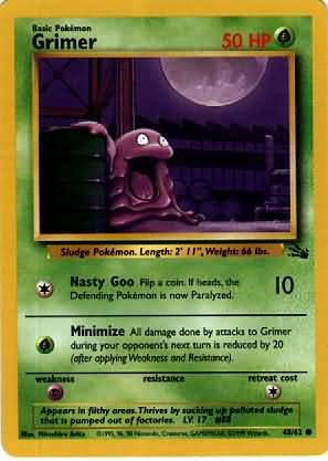 Pokemon Grimer (Fossil) 1st Edition #48/62 near mint card Common