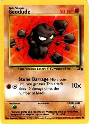Pokemon Geodude (Fossil) 1st Edition #47/62 near mint card Common