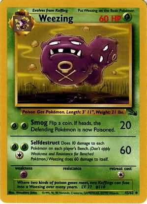 Pokemon Weezing (Fossil) Unlimited Edition #45/62 near mint card