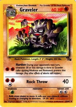 Pokemon Graveler (Fossil) Unlimited Edition #37/62 near mint card Uncommon