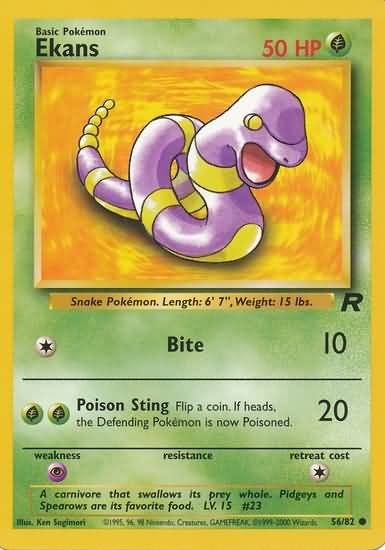 Pokemon Ekans (Team Rocket) 1st Edition #56/82 near mint card Common