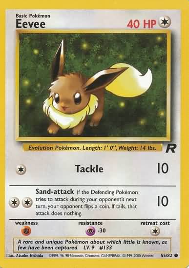 Pokemon Eevee (Team Rocket) 1st Edition #55/82 near mint card Common