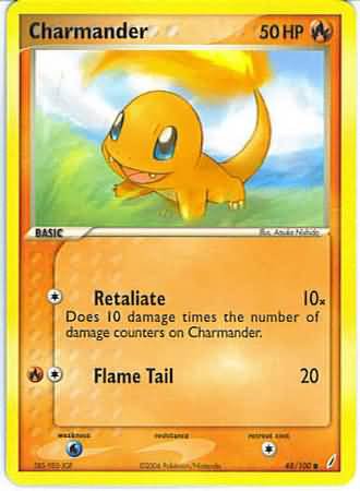 Pokemon Charmander (Crystal Guardians) #48/100 near mint card