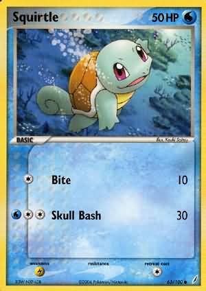 Pokemon Squirtle (Crystal Guardians) #63/100 near mint card common