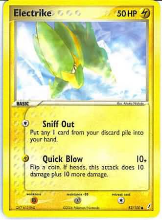 Pokemon Electrike (Crystal Guardians) #52/100 near mint card common