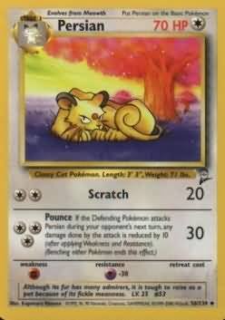 Pokemon Persian (Base2) #56/130 near mint card uncommon