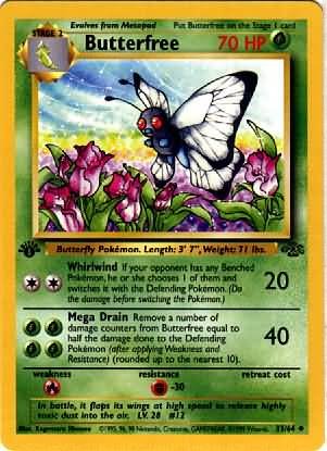 Pokemon Butterfree (Jungle) #33/64 unlimited edition near mint card #33/64 uncommon