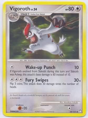 Pokemon Vigoroth (Mysterious Treasures) Reverse Holo #68/123 near mint card uncommon