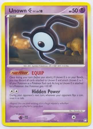 Pokemon Unown E (Mysterious Treasures) #65/123 Reverse Holo near mint card uncommon