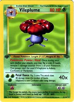 Pokemon Vileplume (Jungle) Unlimited Edition 31/64 near mint card Rare Non Holo