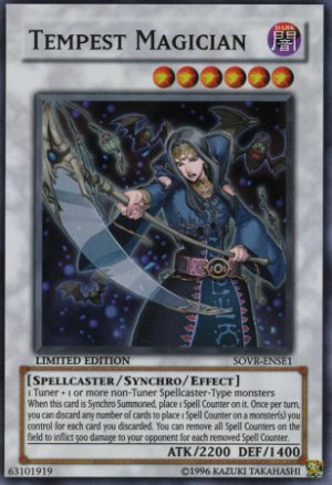 Yugioh Tempest Magician (SOVR-ENSE1) Limited Edition near mint card Super Rare Holo