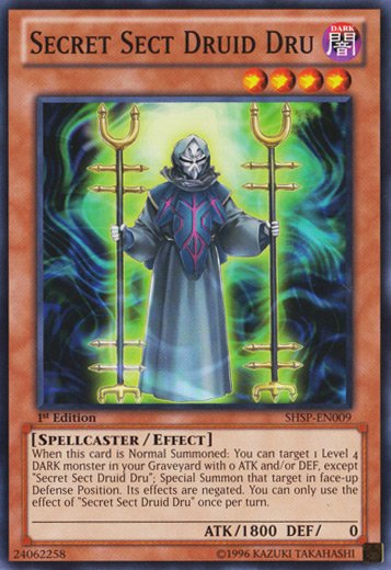 Yugioh Secret Sect Druid Dru (SHSP-EN009) 1st edition near mint card Common