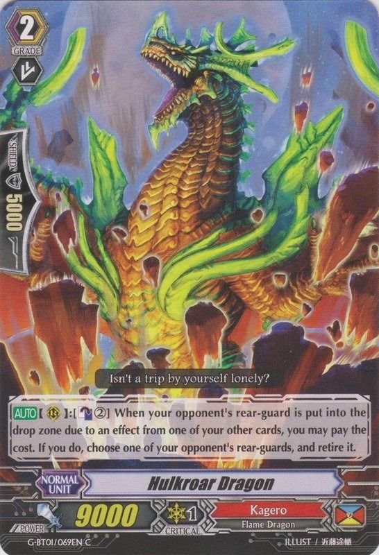 Cardfight! Vanguard Hulkroar Dragon G-BT01/069EN near mint card Common