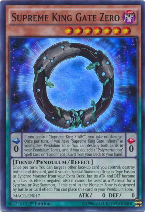 Yugioh Supreme King Gate Zero (MACR-EN017) unlimited edition near mint card Super Rare Holo