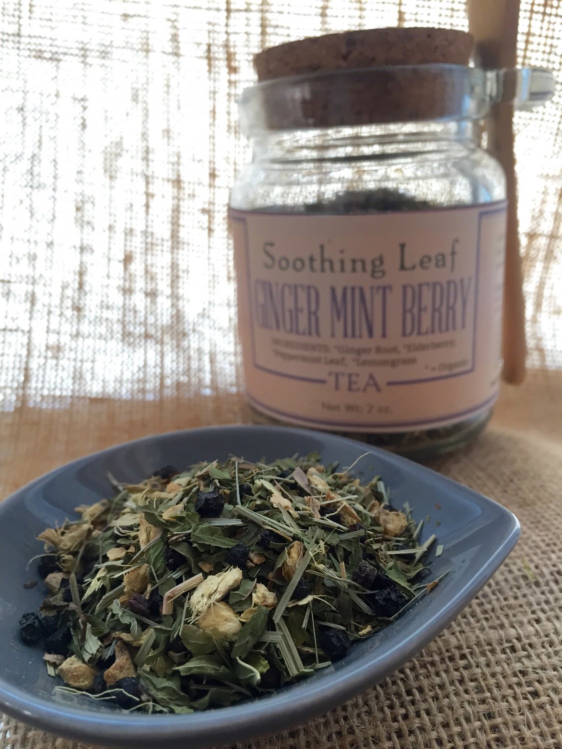 Ginger Mint Berry Organic Herbal Tea 2 oz. Loose Leaf Tea, Handmade in Brooklyn!