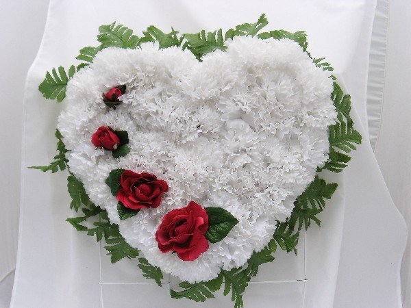 Broken Heart Silk Cemetery/Grave Flowers - White
