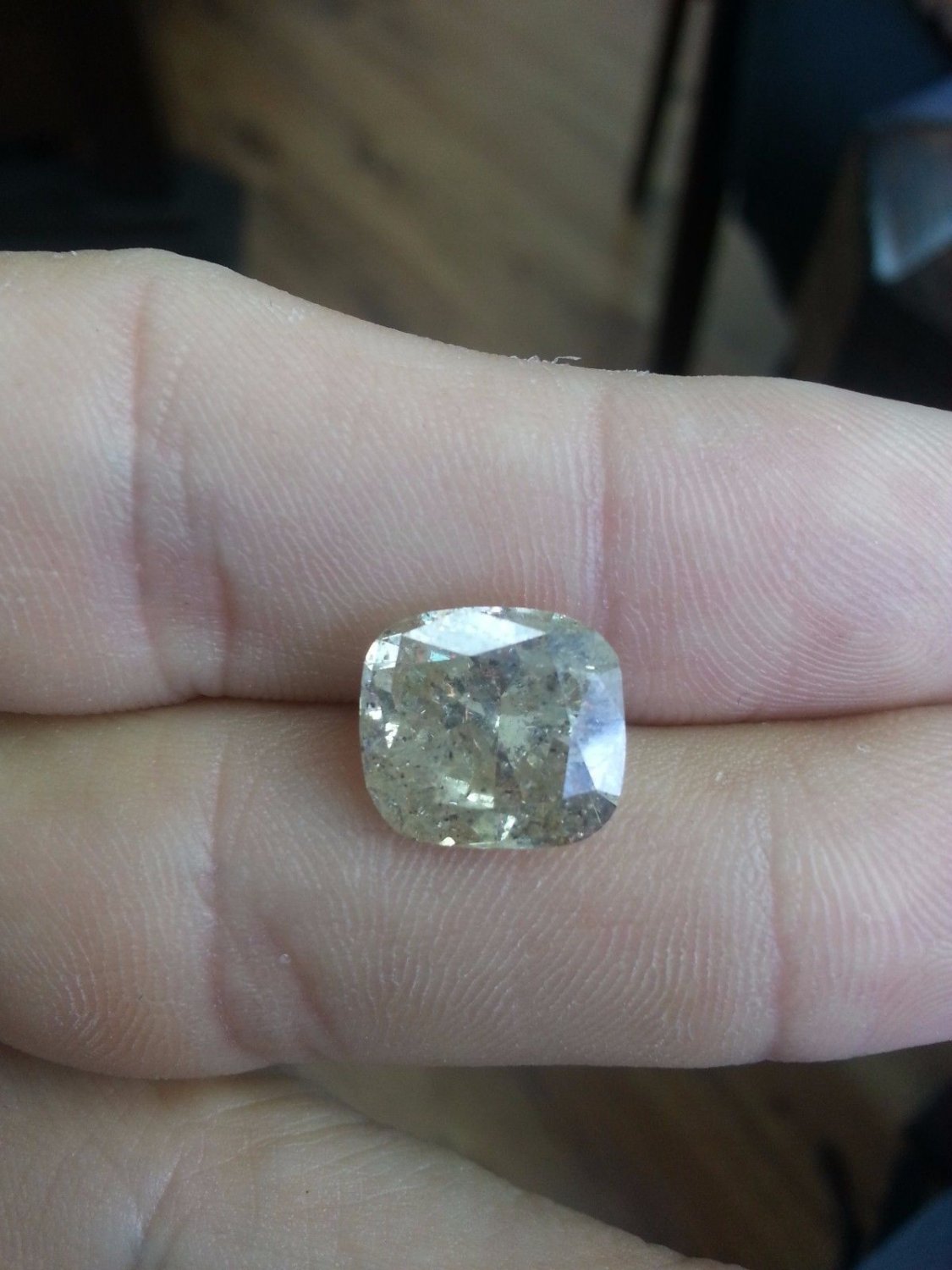 8.69 Carat Cushion Cut Diamond Champagne SI 100% Natural Certified 12.20 X 10.00