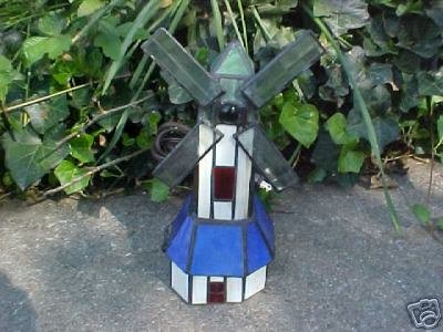 Stained Glass Windmill Night Light - Table Lamp