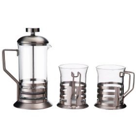 Primula Glass 3-Cup Coffee Press with 2 Matching Cups
