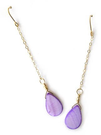 Gold and Lilac Mother of Pearl Earrings - E236
