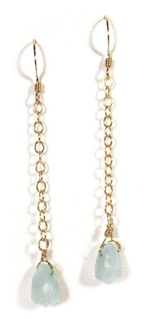 Gold Earrings with Amazonite Briolettes - E181