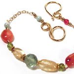 Gold Bracelet with Peridot, Citrine and Carnelian