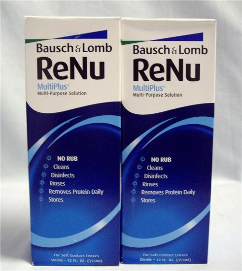 Lot of 2-12oz RENU Multiplus No Rub Contact Solution