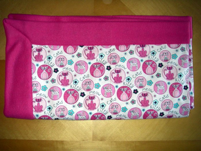 Cat Lovers - Fleece & Flannel Blanket - Pink, Black, White - 47" x 52"