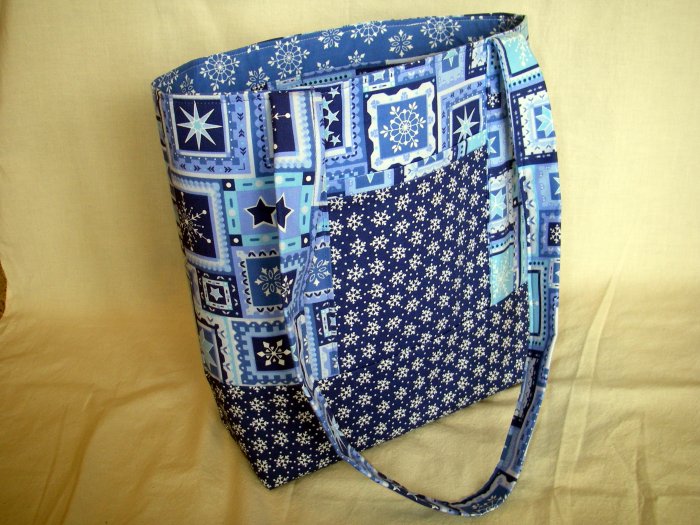 Structured Large Tote, Diaper bag, Knit or Sew Tote, Carry all - Winter Snow