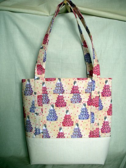 Structured Large Tote, Diaper bag, Knit or Sew Tote, Carry all - Wedding Cake