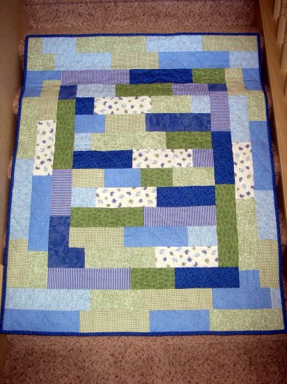Ocean Theme Kiddie Quilt with BONUS Travel Pillowcase - Blue, Green - 45.5" x 55.5"