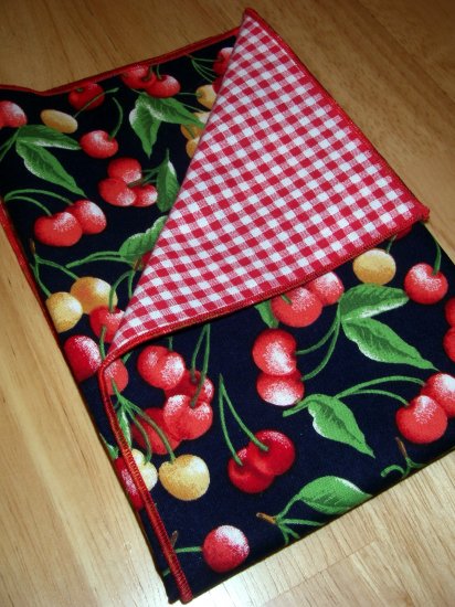 Checks and Cherries - Double Sided Cloth Napkins - Set of 4