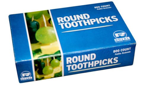 Royal Round Wood Wooden Toothpicks 800 Count Box