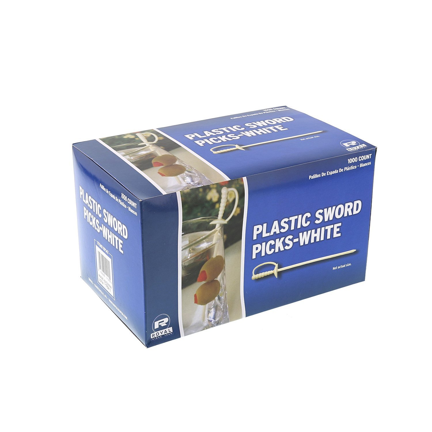 Royal Paper White Plastic Sword 3.25" Food Picks - 1000/Box