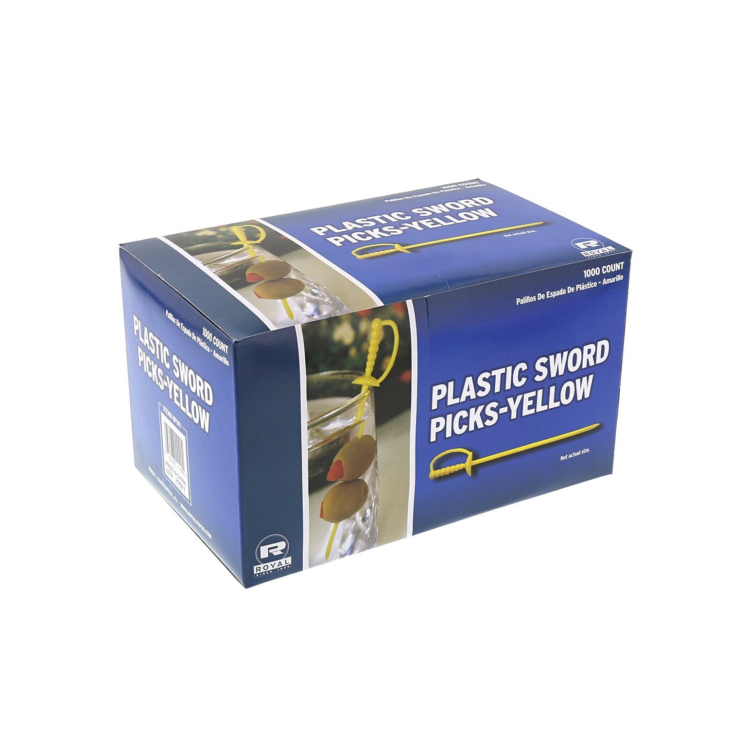 Royal Paper Yellow Plastic Sword 3.25" Food Picks - 1000/Box