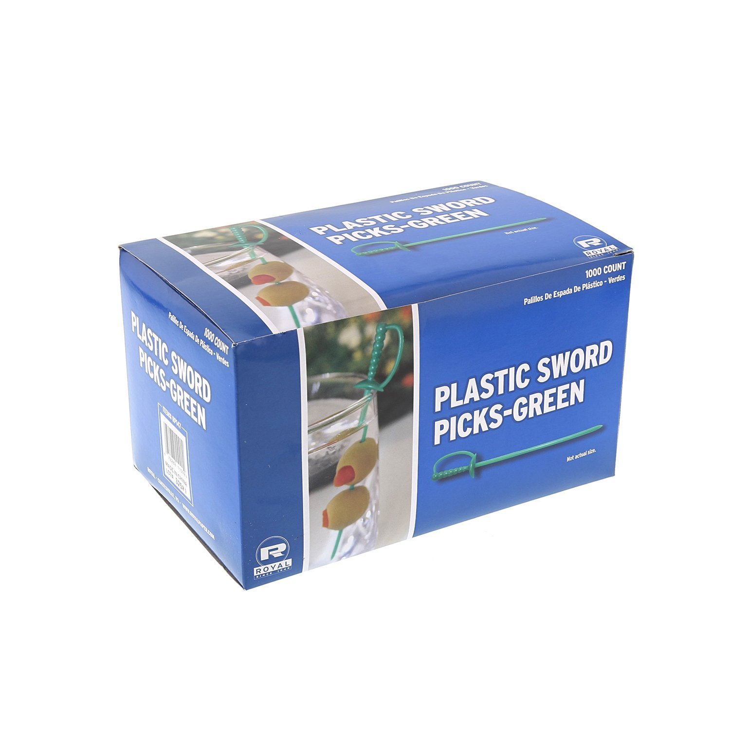 Royal Paper Green Plastic Sword 3.25" Food Picks - 1000/Box