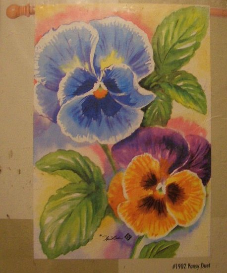GARDEN FLAG 28x40 - Pansy Duet - TOLAND