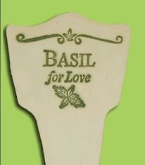 'BASIL FOR LOVE' Garden Lore MARKER Stoneware