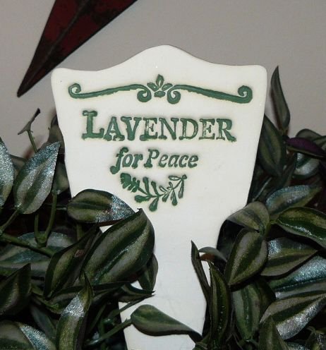 'LAVENDER FOR PEACE' Garden Lore MARKER Stoneware